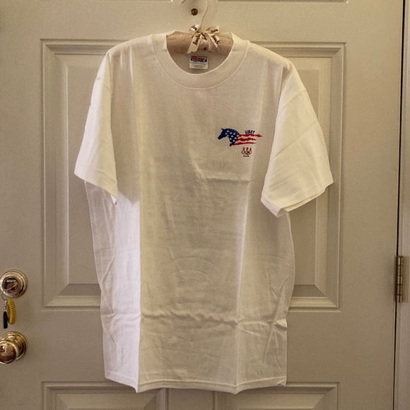 Hanes USET 1996 Atlanta Olympics US Equestrian Team Vintage T-Shirt/White/L/NEW! - Picture 2 of 5